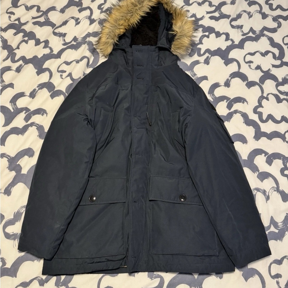 Men's Navy Nordic Parka with Faux Fur Hood